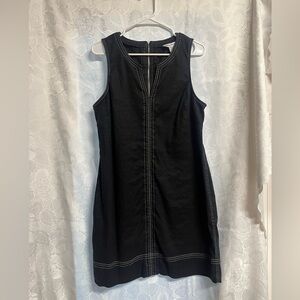 Tommy Bahama Black Sleeveless Shift Dress with White Topstitching